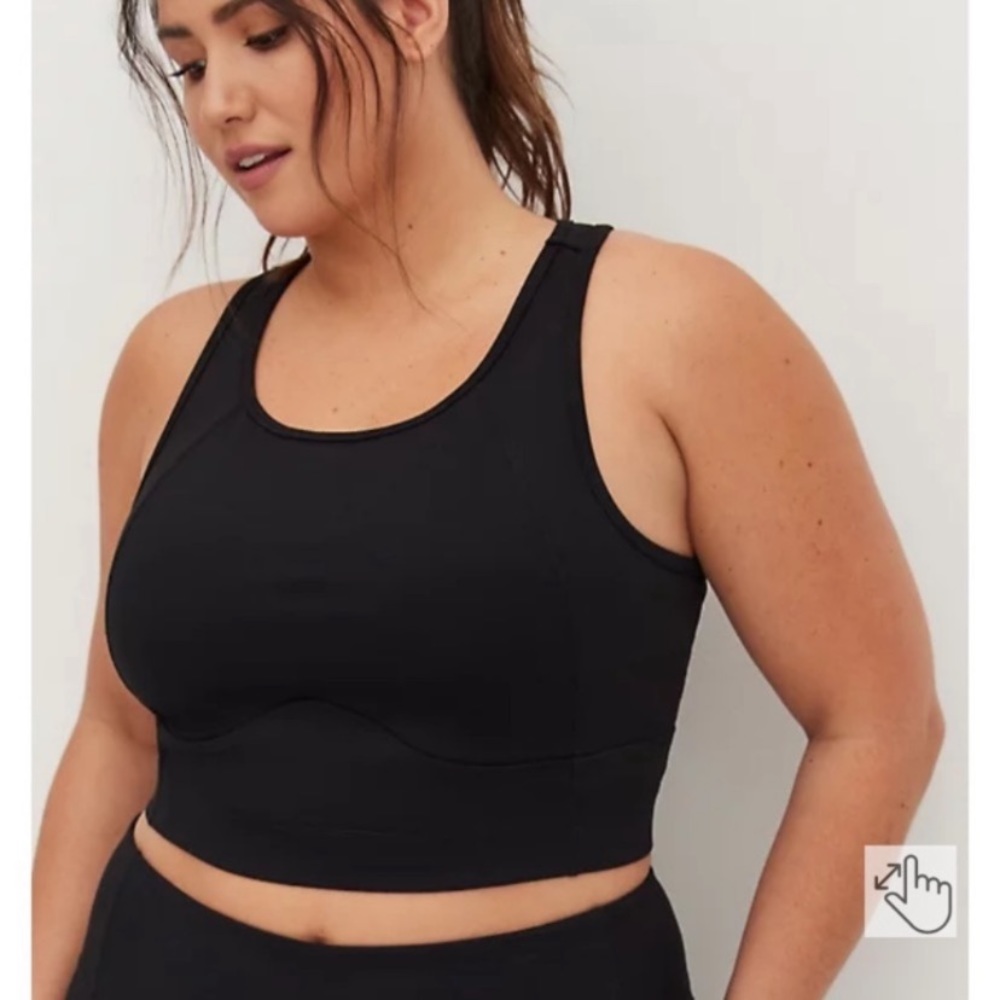 Torrid Size 1 Black Active Wicking Sports Bra NWT